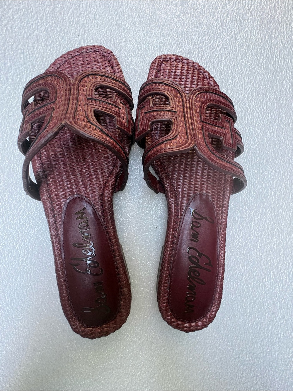 Sam Edelman Woven Slide Mules - Burgundy